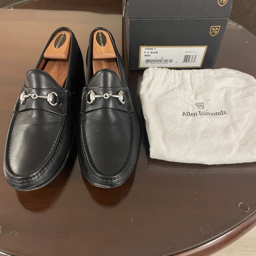 $400 Allen Edmonds Verona Italian Loafer, Black Size